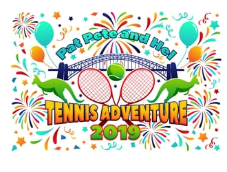 Pat Pete and Hel Tennis Adventure 2019 logo design by DreamLogoDesign