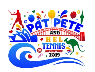 Pat Pete and Hel Tennis Adventure 2019 logo design by DreamLogoDesign