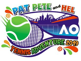 Pat Pete and Hel Tennis Adventure 2019 logo design by coco