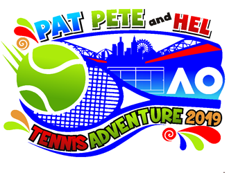 Pat Pete and Hel Tennis Adventure 2019 logo design by coco