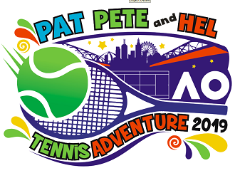 Pat Pete and Hel Tennis Adventure 2019 logo design by coco