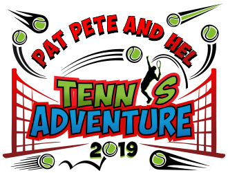Pat Pete and Hel Tennis Adventure 2019 logo design by aldesign