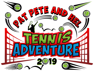Pat Pete and Hel Tennis Adventure 2019 logo design by aldesign