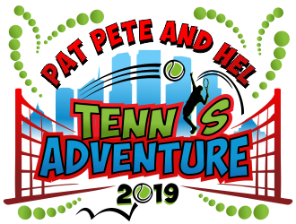 Pat Pete and Hel Tennis Adventure 2019 logo design by aldesign
