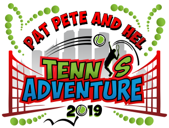 Pat Pete and Hel Tennis Adventure 2019 logo design by aldesign