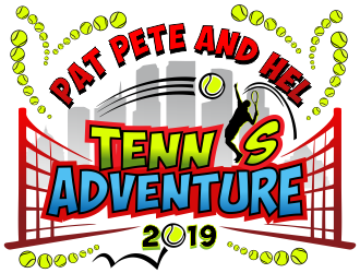 Pat Pete and Hel Tennis Adventure 2019 logo design by aldesign
