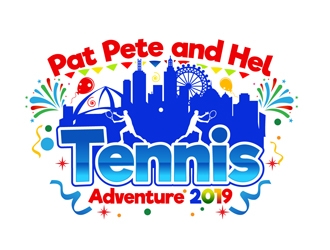 Pat Pete and Hel Tennis Adventure 2019 logo design by DreamLogoDesign