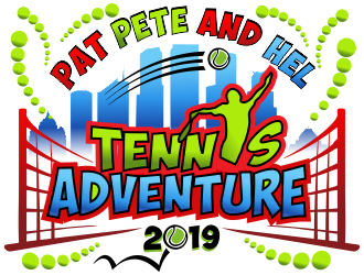 Pat Pete and Hel Tennis Adventure 2019 logo design by aldesign
