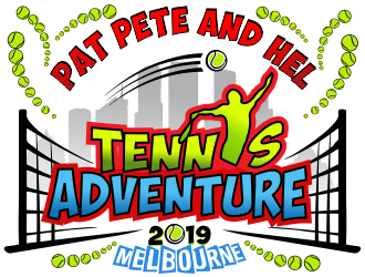 Pat Pete and Hel Tennis Adventure 2019 logo design by aldesign