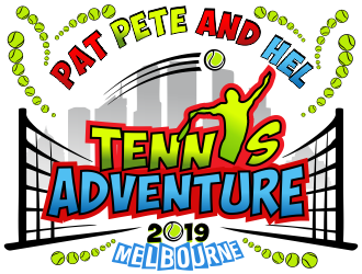 Pat Pete and Hel Tennis Adventure 2019 logo design by aldesign