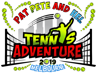 Pat Pete and Hel Tennis Adventure 2019 logo design by aldesign