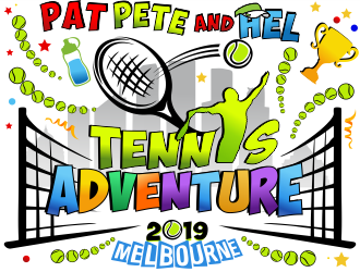 Pat Pete and Hel Tennis Adventure 2019 logo design by aldesign