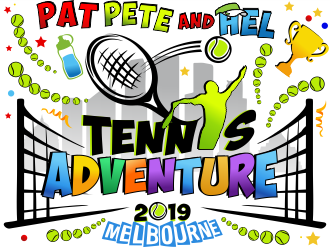Pat Pete and Hel Tennis Adventure 2019 logo design by aldesign
