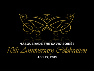 Masquerade the Savio Soirée 10th Anniversary Celebration April 27, 2019 logo design by Purwoko21
