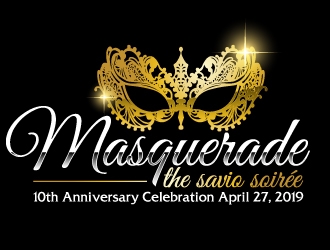 Masquerade the Savio Soirée 10th Anniversary Celebration April 27, 2019 logo design by ElonStark