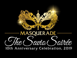 Masquerade the Savio Soirée 10th Anniversary Celebration April 27, 2019 logo design by ElonStark