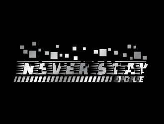 NEVER STAY idle logo design by giphone