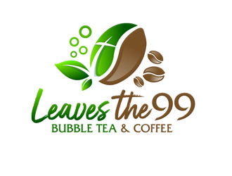 Leaves the 99 bubble tea & coffee logo design by megalogos