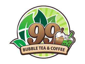 Leaves the 99 bubble tea & coffee logo design by coco