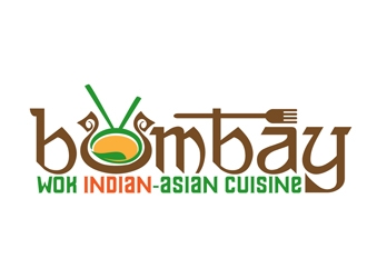 Bombay Wok Indian-Asian Cuisine logo design by DreamLogoDesign