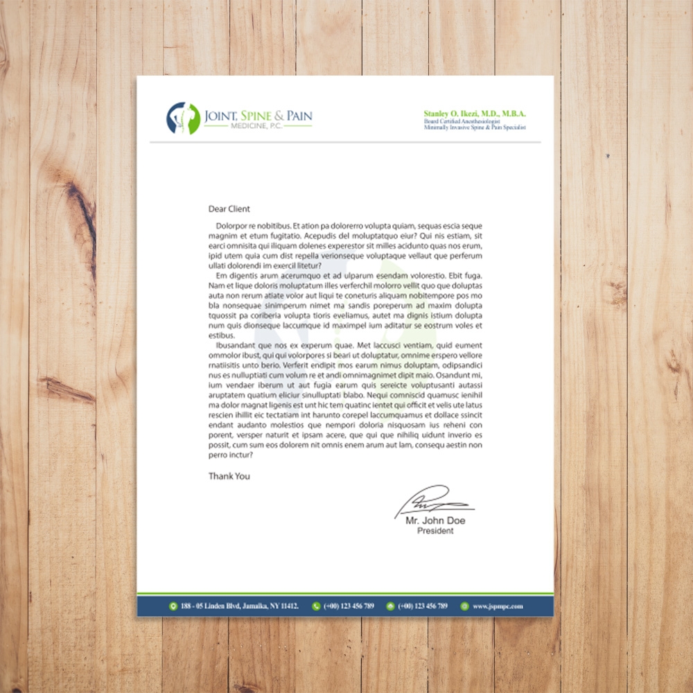 Joint, Spine & Pain Medicine, P.C. logo design by Kindo