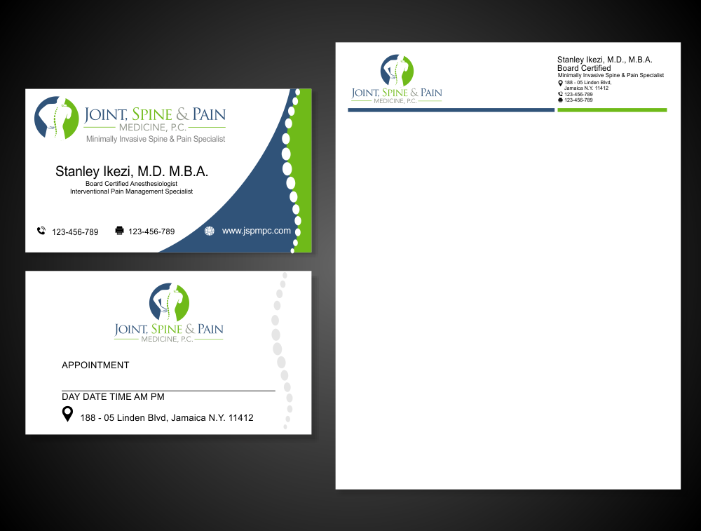 Joint, Spine & Pain Medicine, P.C. logo design by Dhieko