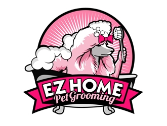 EZ HOME PET GROOMING logo design by DreamLogoDesign