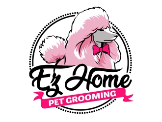 EZ HOME PET GROOMING logo design by DreamLogoDesign