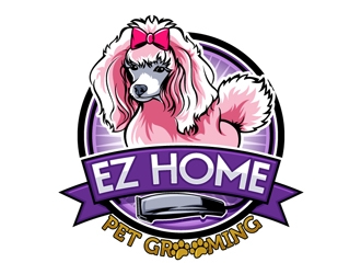 EZ HOME PET GROOMING logo design by DreamLogoDesign