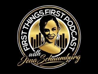 First things first podcast with Jena Schaumburg logo design by MAXR