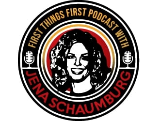 First things first podcast with Jena Schaumburg logo design by nexgen