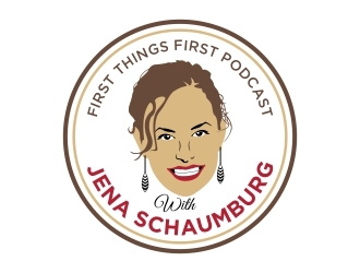 First things first podcast with Jena Schaumburg logo design by dibyo