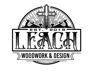 Leach Woodwork & Design logo design by DreamLogoDesign