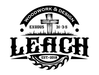 Leach Woodwork & Design logo design by DreamLogoDesign