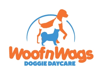 Woof n Wags Doggie Daycare logo design by ElonStark