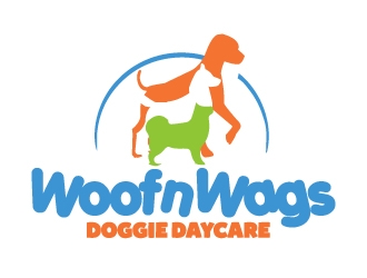 Woof n Wags Doggie Daycare logo design by ElonStark