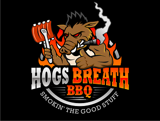 HOGS BREATH BBQ  logo design by haze