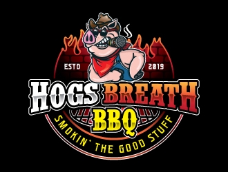 HOGS BREATH BBQ  logo design by Godvibes