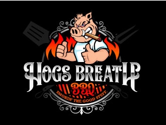HOGS BREATH BBQ  logo design by daywalker