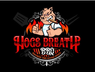 HOGS BREATH BBQ  logo design by daywalker