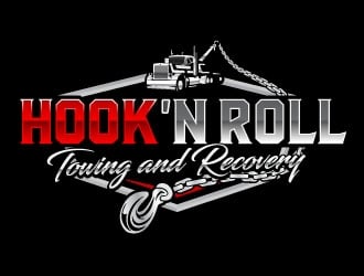Hook and Roll towing and recovery logo design by daywalker