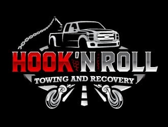 Hook and Roll towing and recovery logo design by daywalker