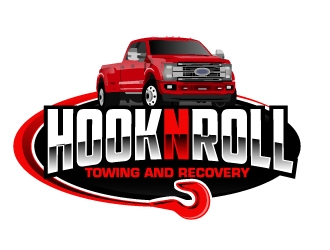 Hook and Roll towing and recovery logo design by ElonStark