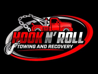 Hook and Roll towing and recovery logo design by jaize