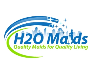 H2O Maids Quality Maids for Quality Living logo design by ElonStark