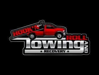Hook and Roll towing and recovery logo design by Aelius