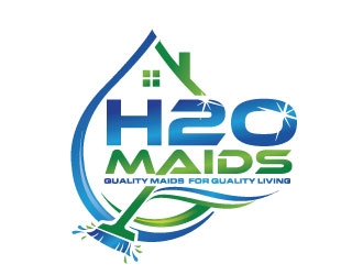 H2O Maids Quality Maids for Quality Living logo design by REDCROW