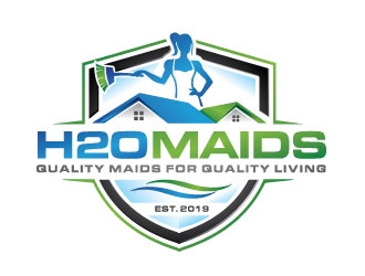 H2O Maids Quality Maids for Quality Living logo design by REDCROW