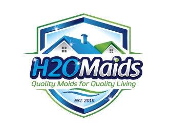 H2O Maids Quality Maids for Quality Living logo design by REDCROW