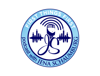 First things first podcast with Jena Schaumburg logo design by Dhieko